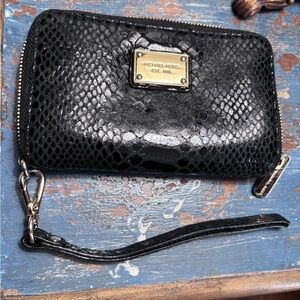 Michael Kors Black Textured Wristlet